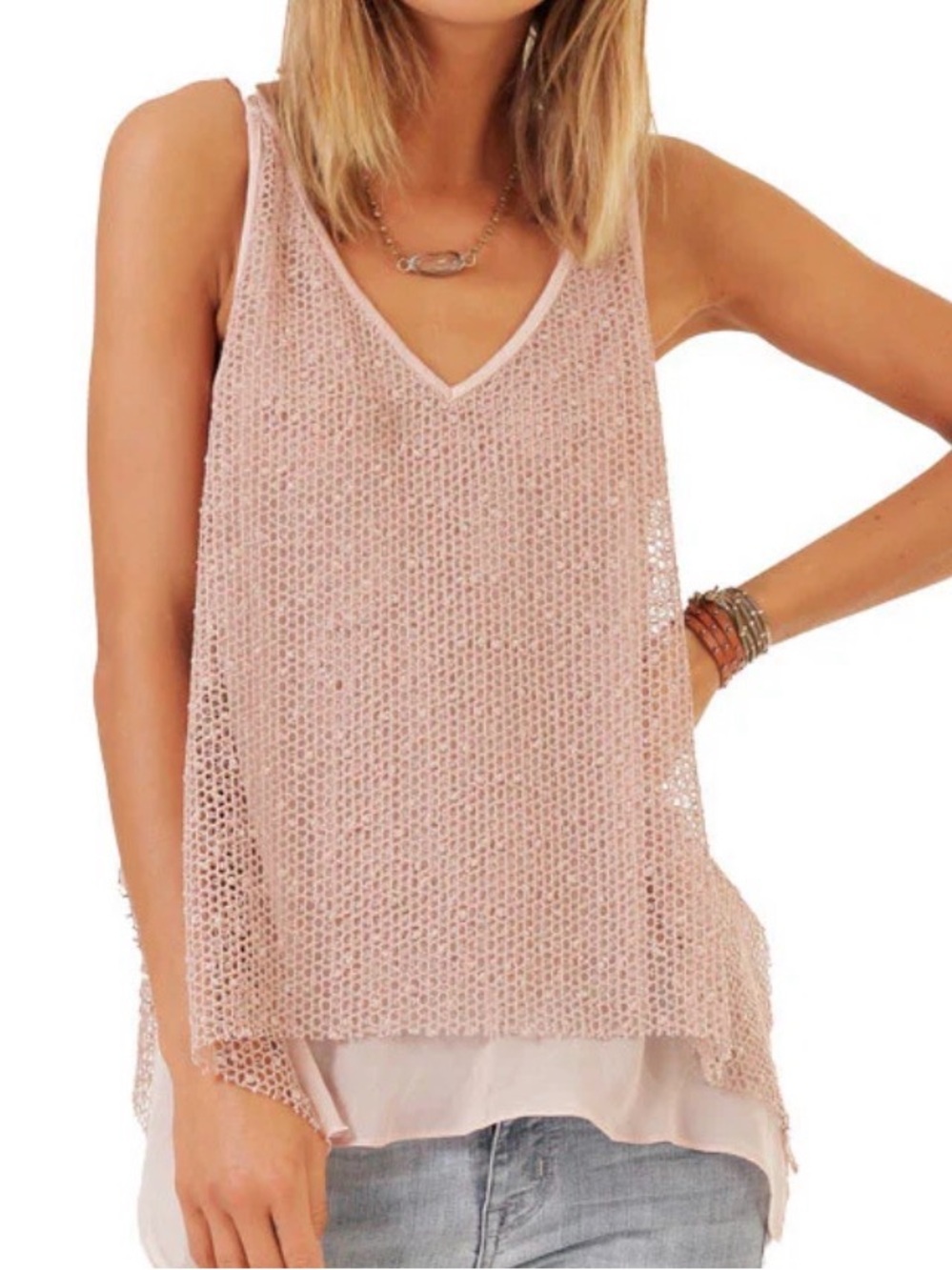 SW3 BESPOKE PIPER KNIT TANK WITH CHIFFON HEM Lining sz Medium
